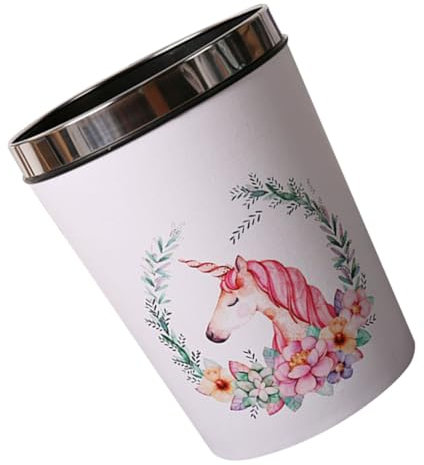 Warmhm Bin and 12l with Pressing Ring Design, Waste Bin Cartoon Style Leather and Pvc Material for Home Use Suitable as Bathroom Garbage Container Kitchen Waste Paper