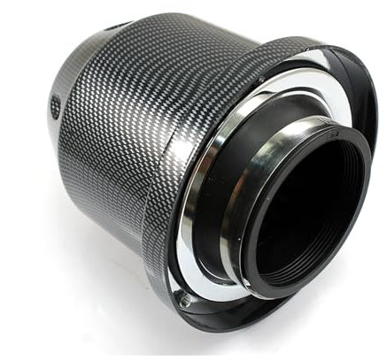 Krtopo Filtre à air de voiture 76 mm à haut débit - Filtre d'admission d'air froid de rechange pour voiture - Cône en maille de sport haute puissance - Motif carbone noir