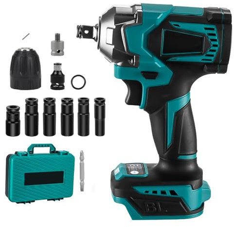 Avvitatore a Impulsi Brushless 700Nm Avvitatore a Impulsi 1/2 Avvitatore a Batteria Compatibile con Batteria 18V-21V, con 6 bussole Chiave a Urto Elettrica per Avvitare e Svitare(senza batteria)
