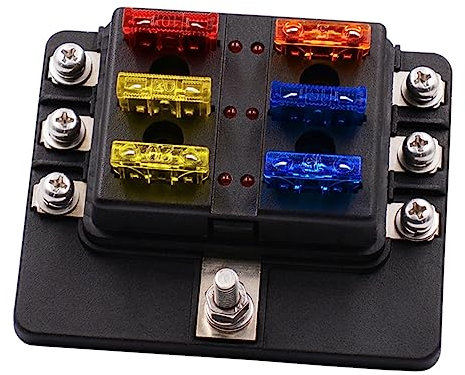 TOKIDNY Auto Wohnmobil Sicherungskasten Flachsicherungshalter Mit 8 Klemmen Schraubenmutter 12 36 V Adapter Für KFZ Und LKW Kompakte Stromverteilungslösung