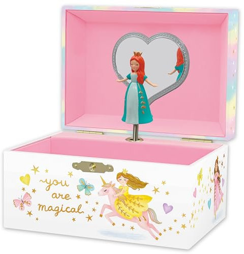 Musikalisches Schmuckkästchen für Kinder – Kinderspieluhr mit drehendem Prinzessin, Prinzessin-Geburtstagsgeschenke für kleine Mädchen, 15,2 x 11,8 x 8,9 cm – Alter 3–10