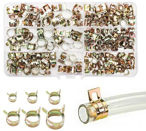 135 Stück 6-12 mm Schlauch Federklemmen, Kraftstoffleitung Schlauchschellen Befestigung, Benzinschlauch Schellen, Rohrschellen Set für Wasserrohr, Luftschlauch, 6 Größen