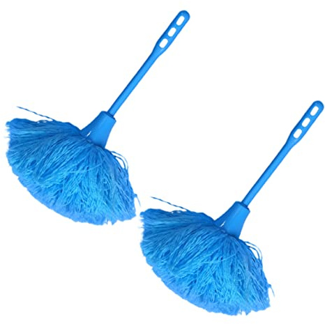 HOMOCONO Plumero Electrostático para Limpieza 2 Piezas, Herramienta para Eliminar Polvo del Hogar, Reutilizable, Mango Antideslizante, Azul, Adecuado para Coche, Oficina y Muebles