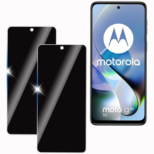 KULAIKE 2 Stück Sichtschutz für Motorola G54, Display Schutzfolie Panzerglas,Anti-Spy,Blickschutzfolie, 9H Härte, Anti-Kratzer