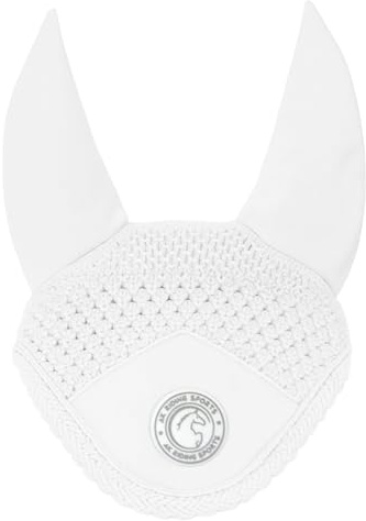 AK Bonnet Anti-Mouches pour Chevaux – Oreilles en Lycra Doux, Crochet Serré, Ajustement Confortable – Bonnet Équestre pour Chevaux de Sport AKRS-6069-01 (Blanc, X-Full / (XL))