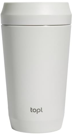 TOPL to Go Coffee Cup – Insulated Travel Coffee Mug with 360° Leak‑Safe Lid, Stainless Steel Coffee Tumbler for Hot/Cold, Spill‑Resistant, BPA‑Free - Salt, 12oz