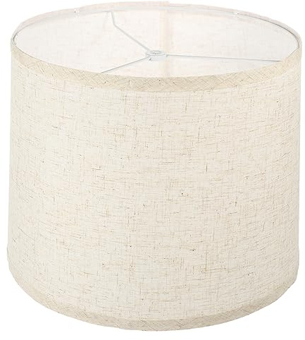UKCOCO Abat-jour En Lin Abat-jour Tambour En Lin Lampes De Table Salon Plafond D'ombre Légère Rustique Lampe Vie Pendaison Salle Toile De Jute Tissu Plafond Lampe à Table Le Fer Beige