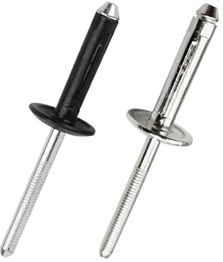 Aqxypas Remaches triples de aleación de Aluminio Negro/Plateado, 20/50 Unidades, Remaches Ciegos Plegables de Metal con explosión for automóviles, diámetro 6,0, 15/64(20Pcs,6x26x17mm Black)