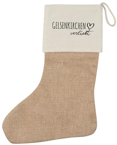 Huuraa Weihnachtsstrumpf Gelsenkirchen verliebt Geschenk Beige Jute Gelsenkirchen Geschenkidee