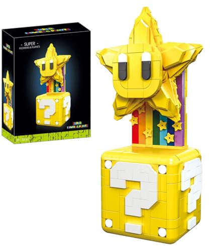 JVAVNE Super Star Bausteine Set, 518 Teile Star Klemmbausteine Modell Kit, MOC Super Mari Spiel Bausatz Spielzeug, Geschenk für Erwachsene Kinder Fans