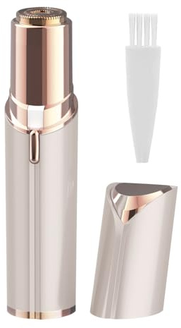 Rasoir Visage Femme, Epilateur Visage Femme à Piles, Doux et Indolore Rasoir Electrique, pour Joues/Lèvres/Menton/Bras, Piles Incluse (Champagne)