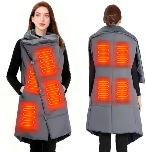 Rakuker Coperta Riscaldante USB 135x110 cm, Coperta Riscaldante Elettrica Senza Fili con 20000 mAh 7,4V Batteria, con 6 Zone di Riscaldamento e 3 Livelli di Temperatura per Divano, Ufficio, Inverno