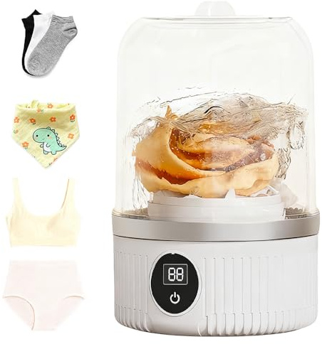 YANGUN Mini Waschmaschine, Tragbare Mini-Waschmaschine, Wiederaufladbar, Schnurlos, Kompakt, 2 Modi, Geeignet für BHs, Unterwäsche, Socken für Wohnung, Hotel, Wohnheim, Reisen (Weiß)
