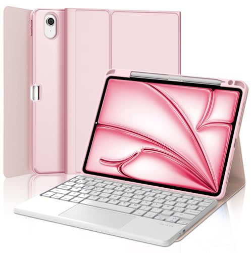 FOGARI Teclado para iPad Air 11 Pulgadas M2/M3/M4 con Touchpad | Funda con Español Ñ Teclado para iPad Air 11 M2/M3/M4 2024/2025/2026 Bluetooth con Trackpad, Rosa