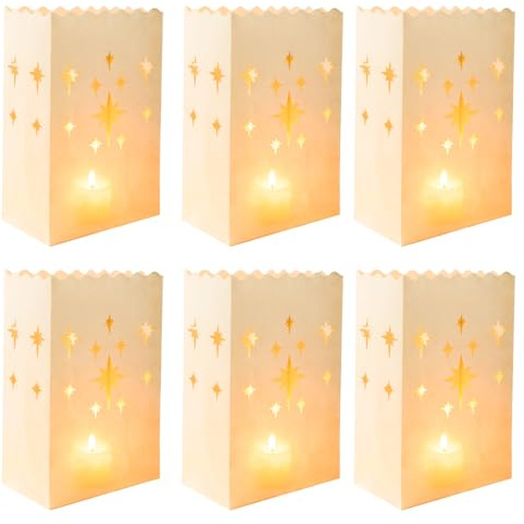 24 Stück Papier Lichttüten Kerzentüten Papier Teelicht Lichtertüten