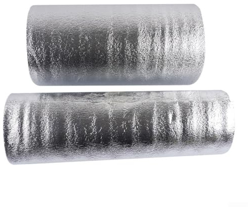 Glewi Tapis d'isolation en feuille d'aluminium, panneaux réflecteurs de radiateur, feuille de feuille d'aluminium réfléchissante à la chaleur, avec noyau en coton perlé 10 m x 0,5 m x 3 mm (40 cm x 10
