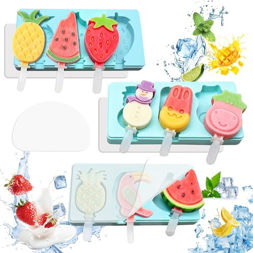 SPOKKI 9 Eisformen Eis am Stiel BPA Frei Eis am Stiel Formen Silikon mit Deckel, 9 Sticks, Kuchen Eis am Stiel Backform DIY Ice Lolly Mold Popsicle Set für Kinder und Erwachsene