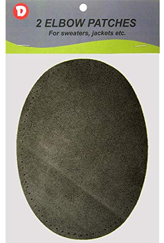 -2 Sydda stora armbågslappar i naturlig mocka storlek 12 cm x 16,5 cm med perforerade kanter för enkel sömnad - (kol)