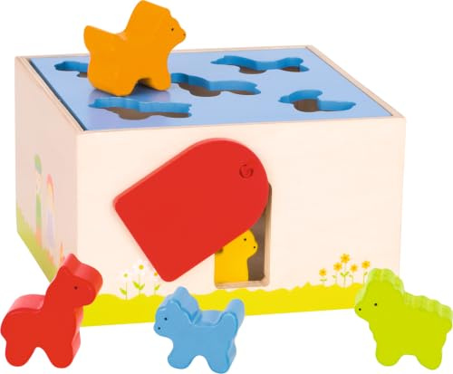 Goki 58665 Sort box Bauernhoftiere 5 Tiere aus Holz
