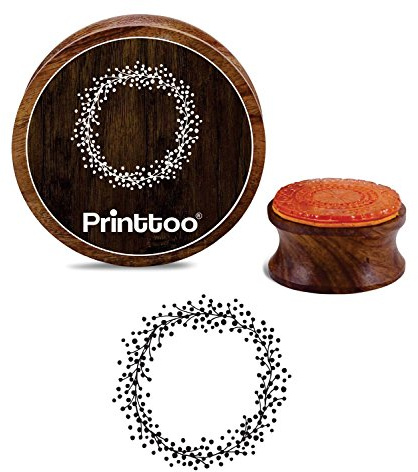 Printtoo Runde Blume Kranz Holz Stempel Schrott-Buchung Handwerk DIY Briefmarken-3 Zoll