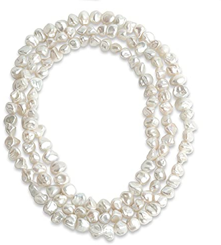 Damen Perlenkette Süßwasser Zuchtperle Barock Keshi - Secret & You - Barocke Keshiperlen 7-9 bis 10-11 mm - 120 cm lang