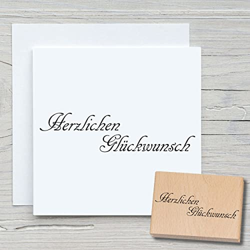 NEWSTAMPS Stempel Herzlichen Glückwunsch 02 Motivstempel aus Holz & Gummi zum Karten basteln, Holzstempel, Geburtstag, Happy Birthday, Sprüche, Spruchstempel, Scrapbook, Textilstempel, Deko