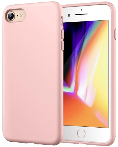 JETech Silicone Hülle für iPhone SE 3/2 (Modell 2022/2020), iPhone 8 und iPhone 7, seidigem Ganzkörper-Schutzhülle, mit weichem Mikrofaser-Innenfutter stoßfestes Abdeckung (Rosa)