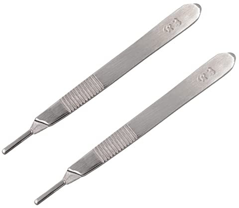 2pcs Mango de bisturí para hojas y gubias para hojas quirúrgicas número 3 de acero inoxidable