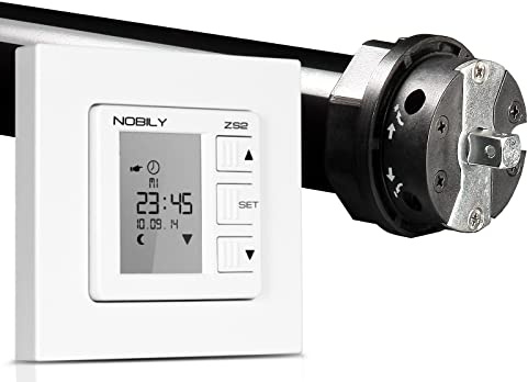 NOBILY Profi-Set Rollladenmotor P5 20Nm mit elektronischer Endabschaltung inkl. NOBILY Rollladen Zeitschaltuhr ZS2 ultraweiß