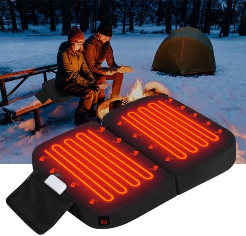 Ksheat Extra Wide Heated Seat Cushion with 10000 mAh Mobile Bank Pack, Foldable Heated Stadium Seats for Bleacher, Portable Heating Pad Stadium Seat Cushion, USB Heating Seat Pad for Stadium Camping