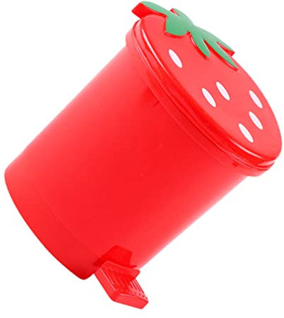 Toddmomy 1 Pz Mini Pattumiera da Tavolo con, Bidone della Spazzatura alla Fragola Piccola Pattumiera da Appoggio per Cucina da Ufficio