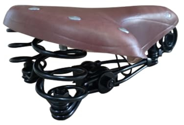 TentHome Retro Fahrradsattel Leder Sattel Fahrradsitz Vintage Classic Cityradsättel mit Schraubenfeder und Nieten Bequemer Ledersattel für Hollandrad Rennrad/Trekkingrad Mountainbike Unisex