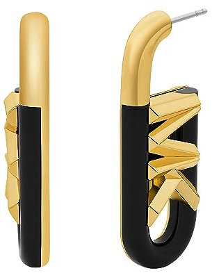 Michael Kors Damen Premium MK Statement Link 14K vergoldete schwarze vertikale Empire-Link-Ohrringe, MKJ8292EM710