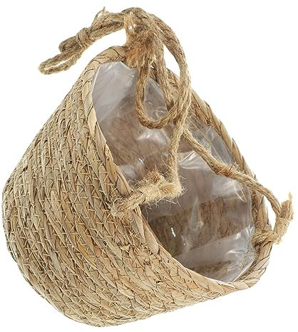 HAKIDZEL Maceta Colgante De Ratán para Pared Jardinera De Bulrush Segura y Resistente para Balcón y Jardín Ahorro De Espacio y Fácil Instalación