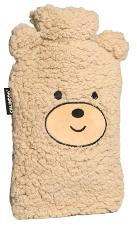 CALINDOO - Bouillotte Eau Chaude En Caoutchouc Naturel Avec Sa Housse Ourson - Conçue Dans Un Moule Unique Bouchon Hermétique - Efficacité Longue Durée - 1,5 L