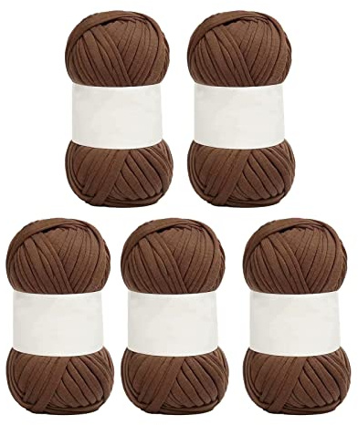 Virkningsgarn, 5 St Spaghettigarn Mjukt Garn 0,8 Tum Brett Virkgarn Mattgarn För Hand Gör-det-själv-väska Filtkudde(Mörk Khaki färg)