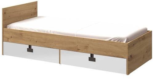 Mirjan24 Kinderbett Satton SA14 mit 2 Bettschubladen und Lattenrost, Schlaffläche 90x200 cm, Bettgestell, Jugendbett (Artisan Eiche/Weiß Hochglanz)