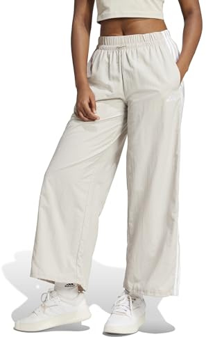 Adidas Women's Essentials 3-Stripes Woven Parachute Pants, Wonder Alumina/White, Medium