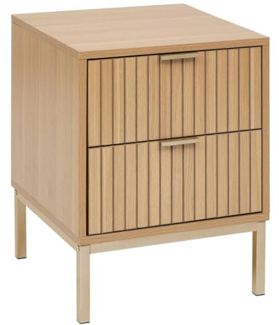 5 five simply smart 5five - Comodino Tasso a 2 cassetti, effetto legno beige naturale - Forma quadrata - Chiusura morbida e silenziosa - Cabina armadio, camera da letto, soggiorno
