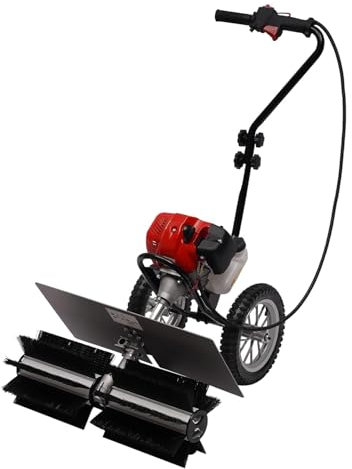 Kehrmaschine, 43CC 2-Takt Benzin Sweeper, WildkrautbüRste Maschine Handschubkehr Maschine Schneeschieber Schneeräumer SchneefräSe Motor für Gehweg Gras Schnee Reinigung Rasen