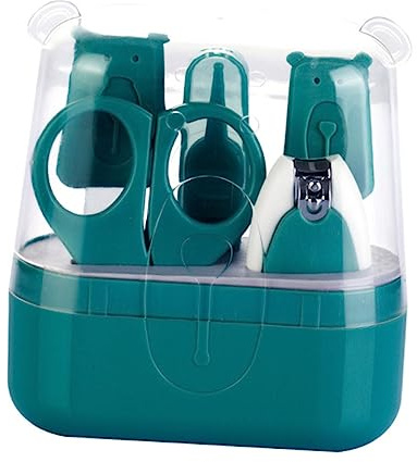 Beatifufu Babynagelset für Säuglinge und Kleinkinder mit Abgerundeten Klingen ABS Kunststoff und Edelstahl Grün Inkl Aufbewahrungsbox Nagelpflege für Neugeborene