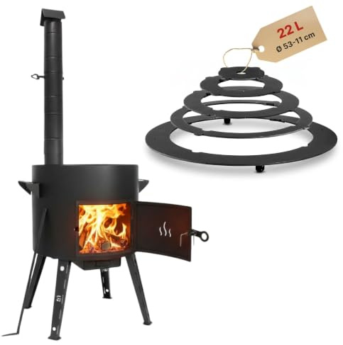 Ø49cm Uchag 2mm stahl Utschak mit Adapter-Ringe | Rohr Utschag Feldküche Feuerstelle Campingofen Außenküche Eintopfofen