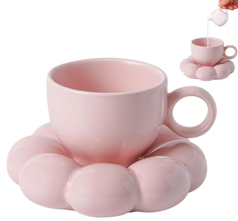 Bonita taza de café de cerámica, juego de tazas de té en forma de flor - Taza de agua de flor | Té de diseño, chocolate caliente, taza de café con leche para reunión familiar
