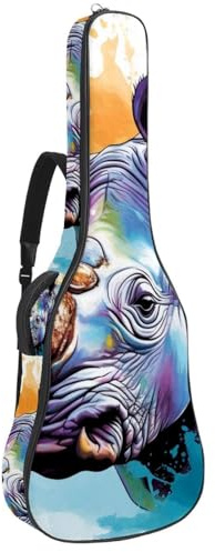 Tasche für Bassgitarre mit Regenbogenfarbe Rhino 60, Akustikgitarrentasche 101,6 cm (40 - 104,1 cm) E-Gitarrenkoffer, wasserdichte Oxford-E-Gitarre, Gigbag für akustische Konzertgitarre, Ukulele,