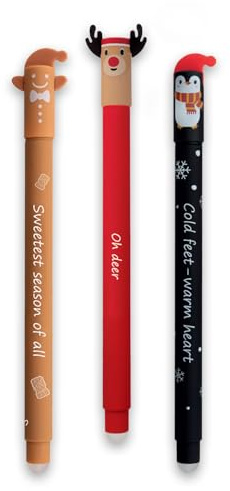Eberhard Faber Animal Erase Stifte korrigierbarer Gelschreiber Weihnachten Winterset Pinguin, Lebkuchen und Rentier - (Winterset)