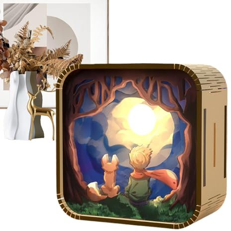 Nightlight Puzzle - Kit de único de madera acrílica, lámpara de escritorio LED, luz | Kits de modelos artesanales creativos de luz nocturna linda decoración del hogar para