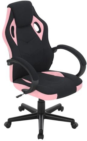 WOLTU Gaming Stuhl Kinder, Kinderschreibtischstuhl, PC Stuhl mit Armlehnen, Atmungsaktive Mesh-Gewebe & Gepolsterter Sitzfläche, Höhe Verstellbarer Drehstuhl, Schwarz+Rosa