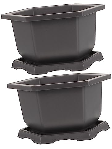 Kisangel Stabile Blumentöpfe Aus Kunststoff Blumentöpfe Für Kakteen Pflanzen Gartenblumentöpfe Mit Untertassen Bonsai-töpfe