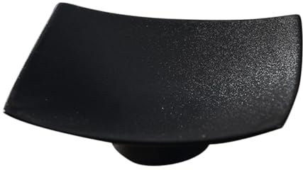 Alipis Assiette Plate Carrée en Céramique Noire, Plateau Alimentaire Réutilisable à Fond Antidérapant, Facile à Nettoyer pour Salades et Snacks la Maison