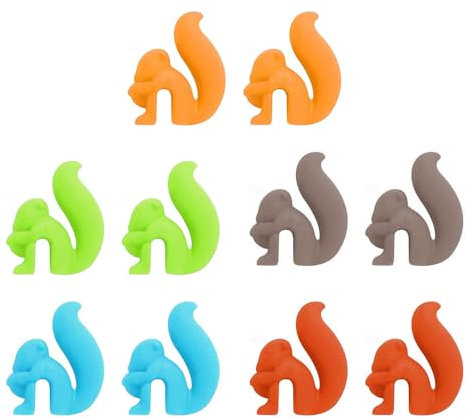 Laroal Lot de 10 Porte-sachets de thé en Silicone pour Tasses, Porte-sachets de thé en Forme d'écureuil, Porte-sachets de thé, Porte-Clip étanche